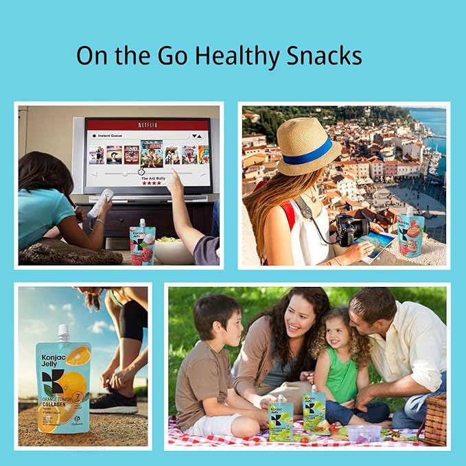 Konjac Jelly Strawberry Flavor with Collagen Peptides 10 Packs and Konjac Rice Gluten Free 12 Packs Low Calorie, Keto, Sugar Free, Healthy Food