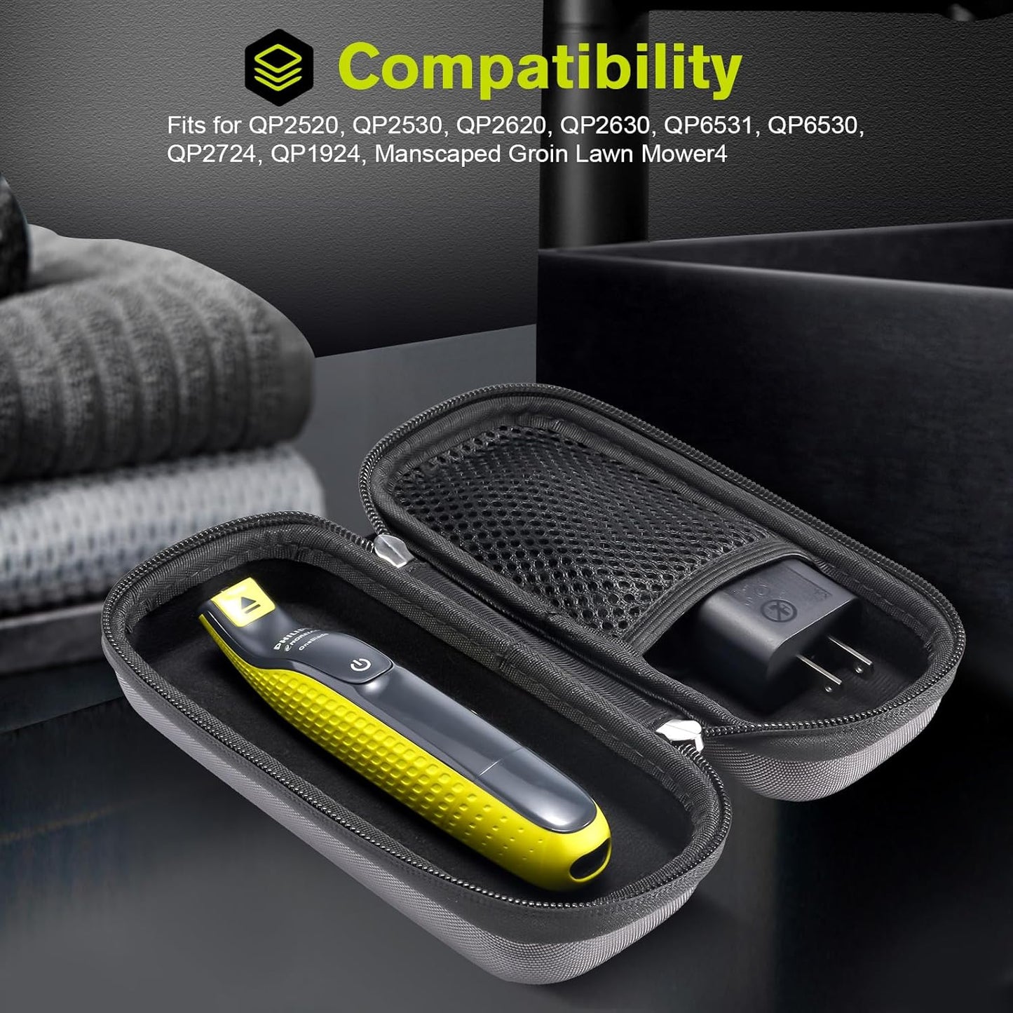 ProCase Hard Travel Carrying Case for Hybrid Electric Trimmer and Shaver, Portable Hybrid Razor Organizer Storage Bag Fit QP2630 QP2620 QP2530 QP2520 and Accessories -Carbon