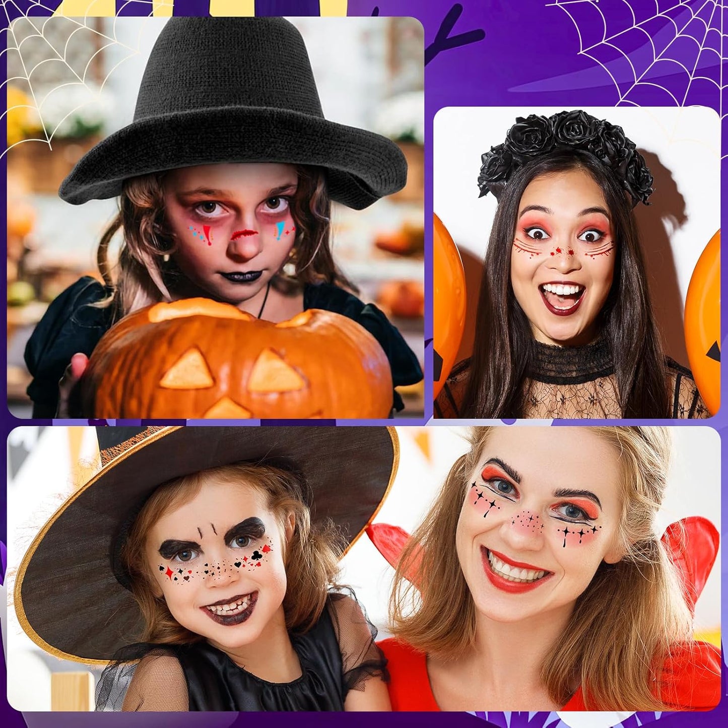 24pcs Halloween Freckles Makeup Patches Face Glitter Speckles, Costumes for Women, Halloween Temporary Face Tattoo Glitter Freckles, Halloween Accessories for Woman ＆ Kids