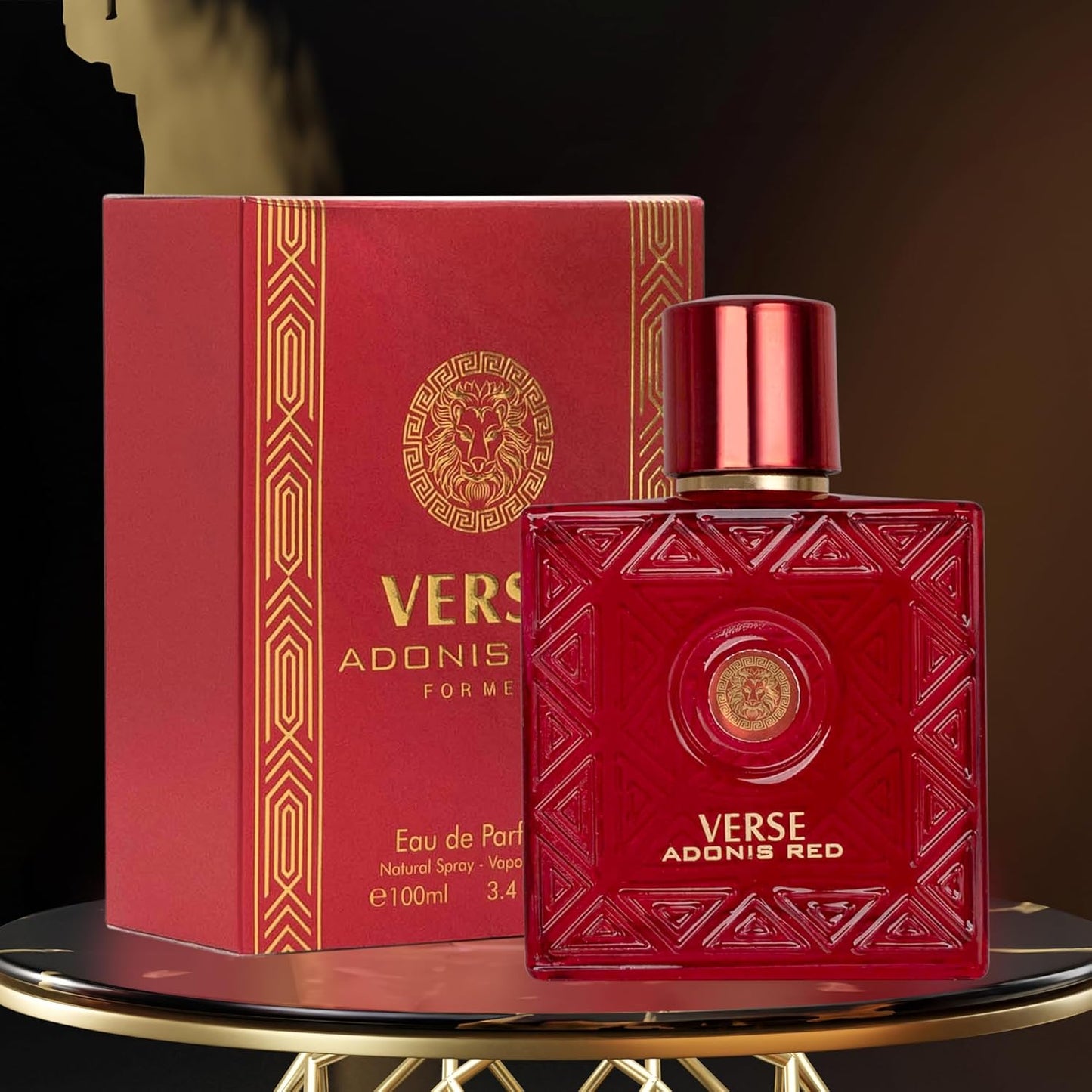 Verse Adonis Red for Men - 100ml Eau De Parfum Spray - Fruity Warm & Floral Fragrance Smell Fresh All Day Long Lasting Includes NovoGlow Carrying Pouch Gift for All Occasions