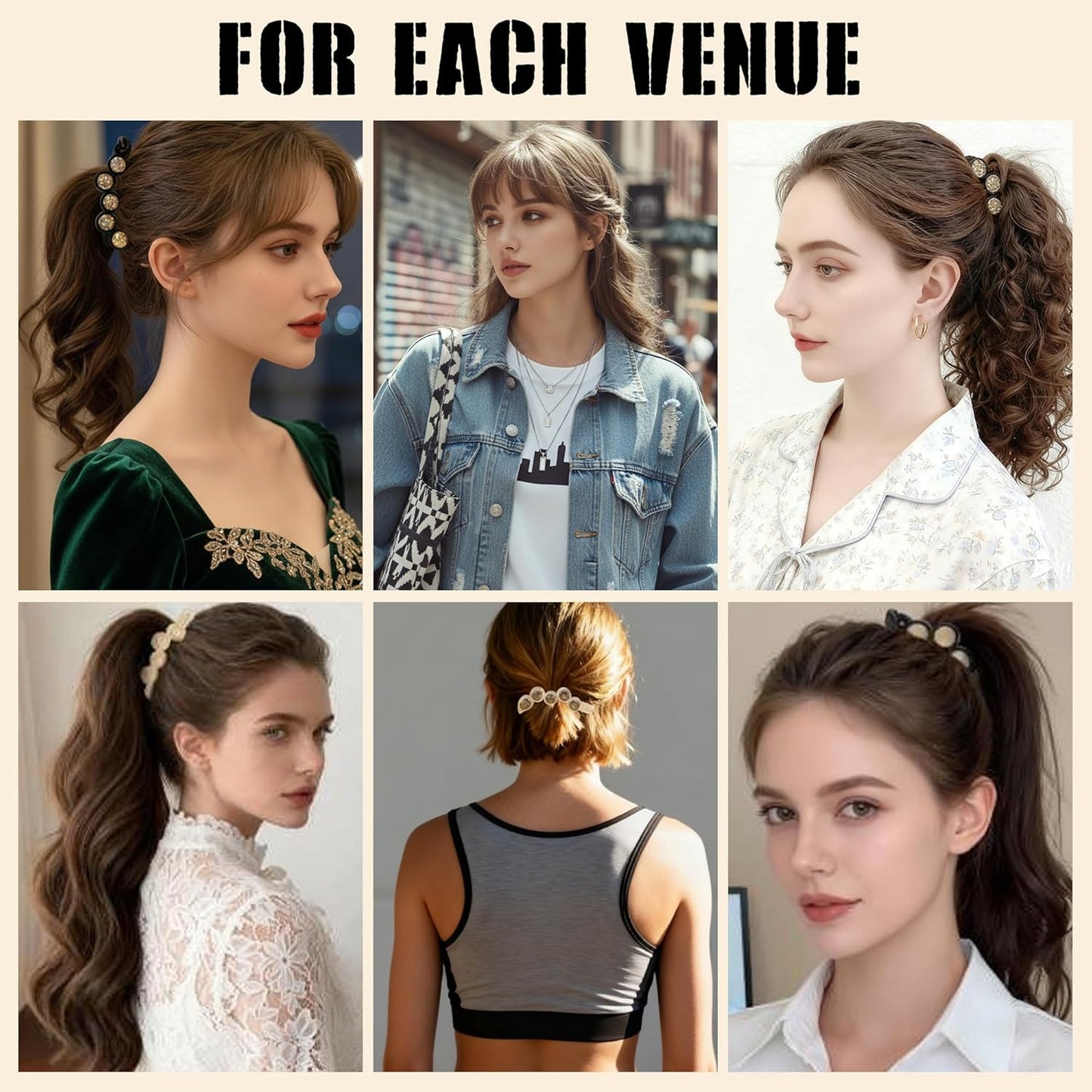 Large Rhinestone Banana Hair Clips for Women, 4 Pcs Non-Slip Ponytail Holders with Sparkly Beads, Strong Hold Clamps for Medium/Thin Hair, Stylish Hair Accessories for Daily Wear, Party, Travel