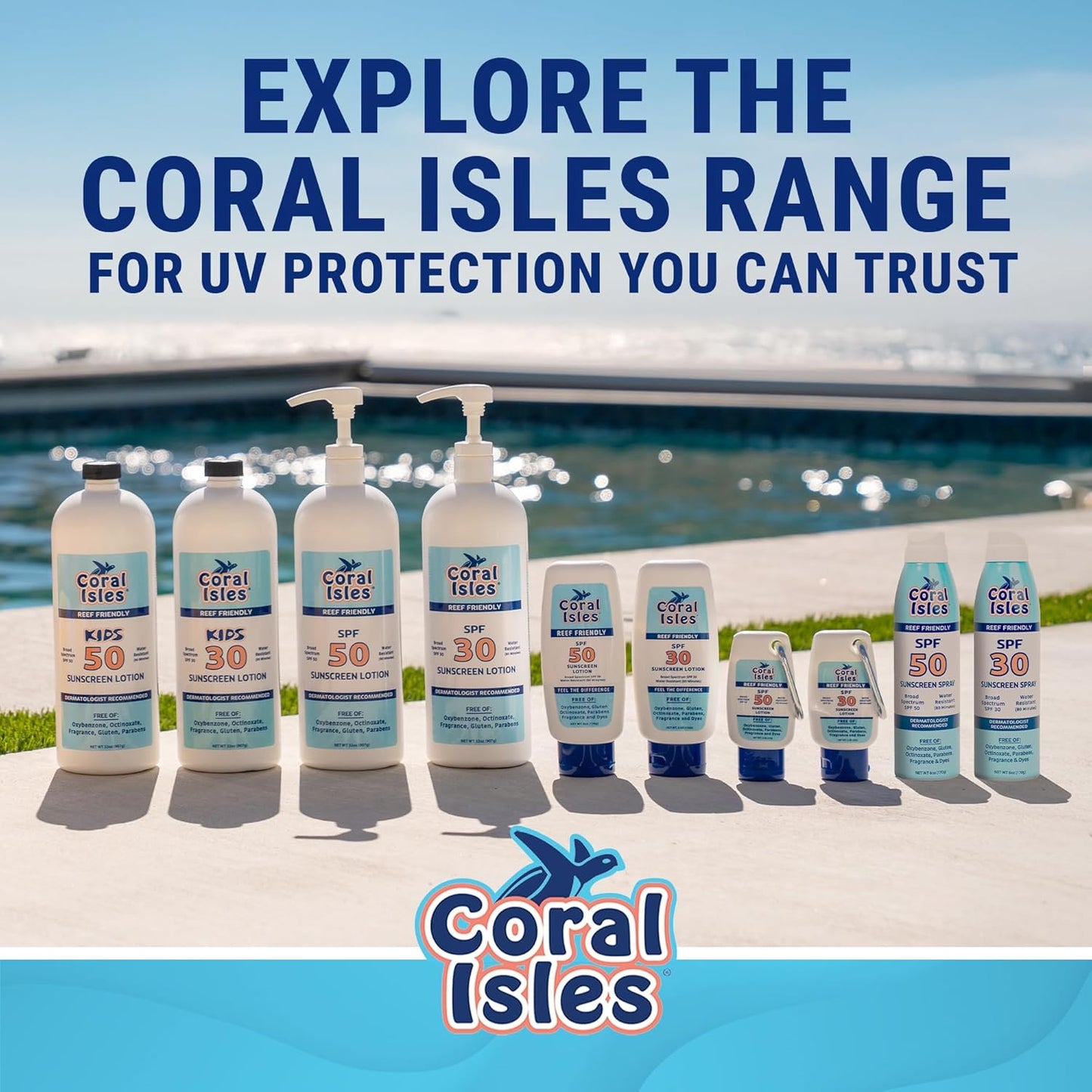 Coral Isles SPF 30 Sunscreen Spray - Hawaii Compliant - Oxybenzone & Octinoxate Free - Broad Spectrum - Water Resistant, 6 Fl Oz (Pack of 3)