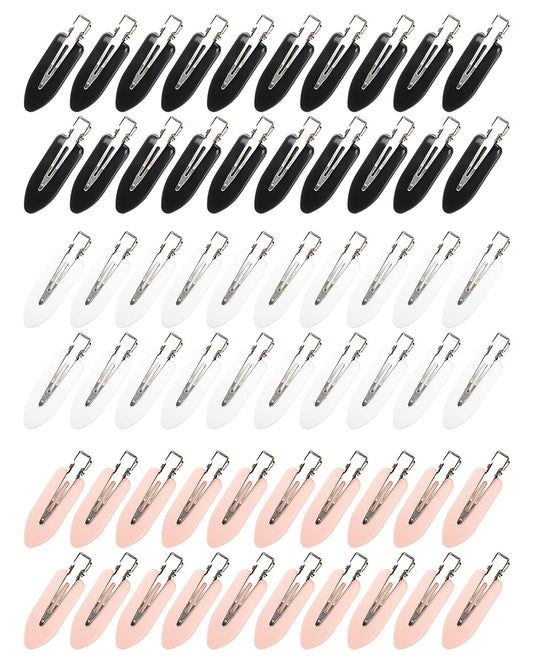 No Bend Hair Clips - 60 Pcs Creaseless Clips for Sectioning, 2.3in Makeup Styling Clips in 3 Colors