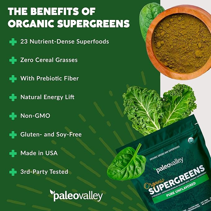 Paleovalley Organic Supergreens Powder 23 Superfoods 30 Servings