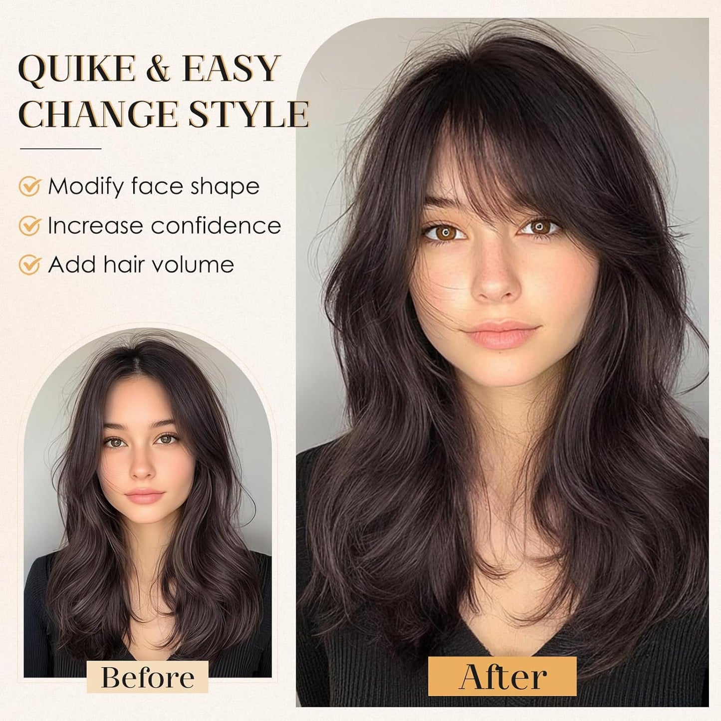 S-noilite Bangs Hair Clip,360° 3D Cover Real Natural Black Clip in Bangs Human Hair Toppers for Women With Wispy Bang Daily Wear