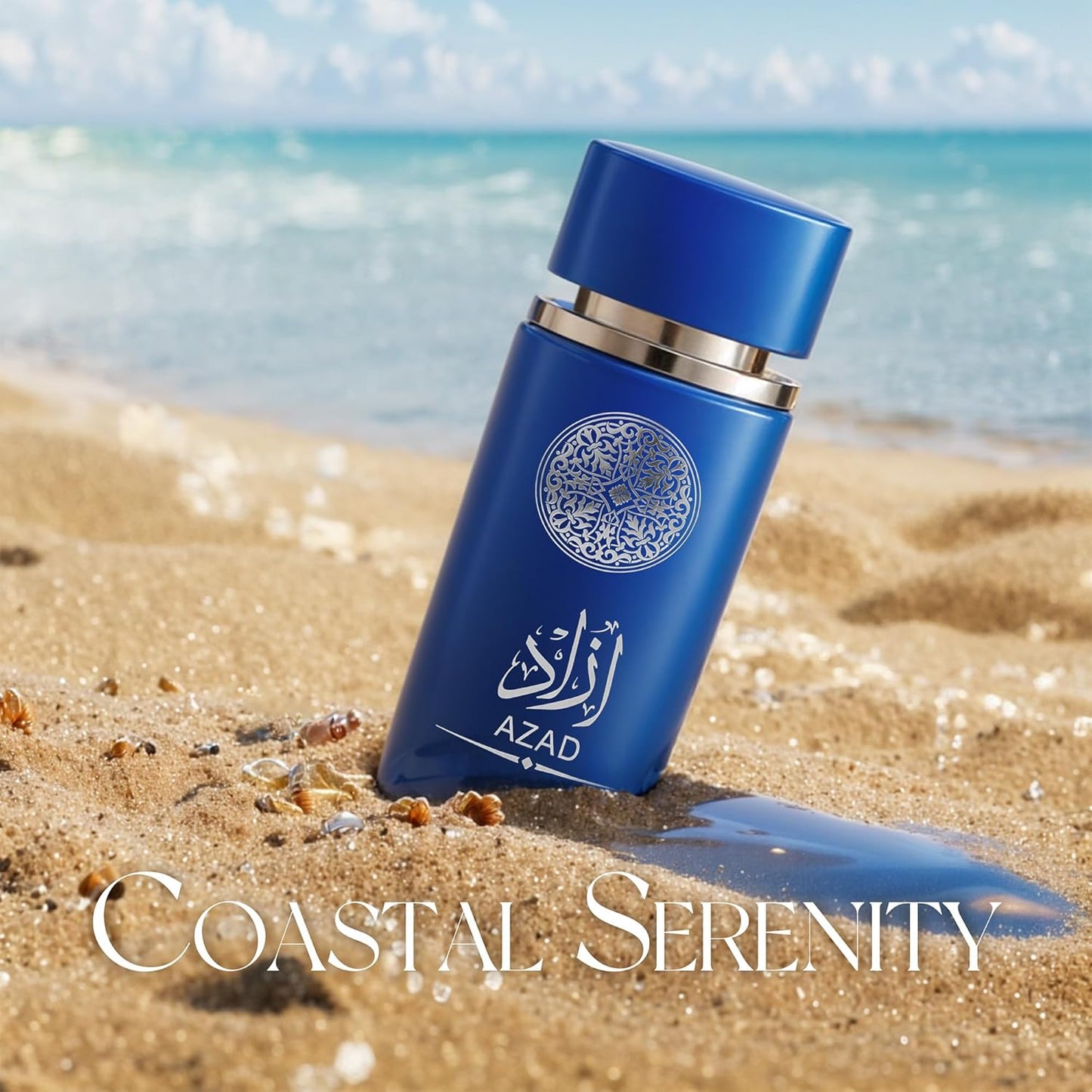 Cologne for Men AZAD Blue 3.4 Fl Oz Eau de Toilette Spray Noted with Fresh, Spicy, Vanilla, Coconut Fragrance Men's Perfume for Daily Use