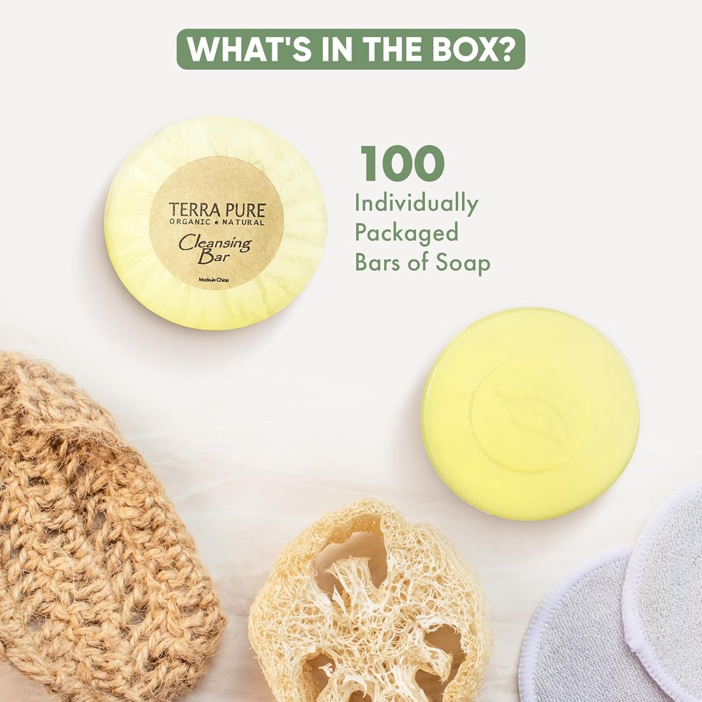 Terra Pure Bar Soap, Travel Size Hotel Amenities, 0.6 oz (Pack of 100)