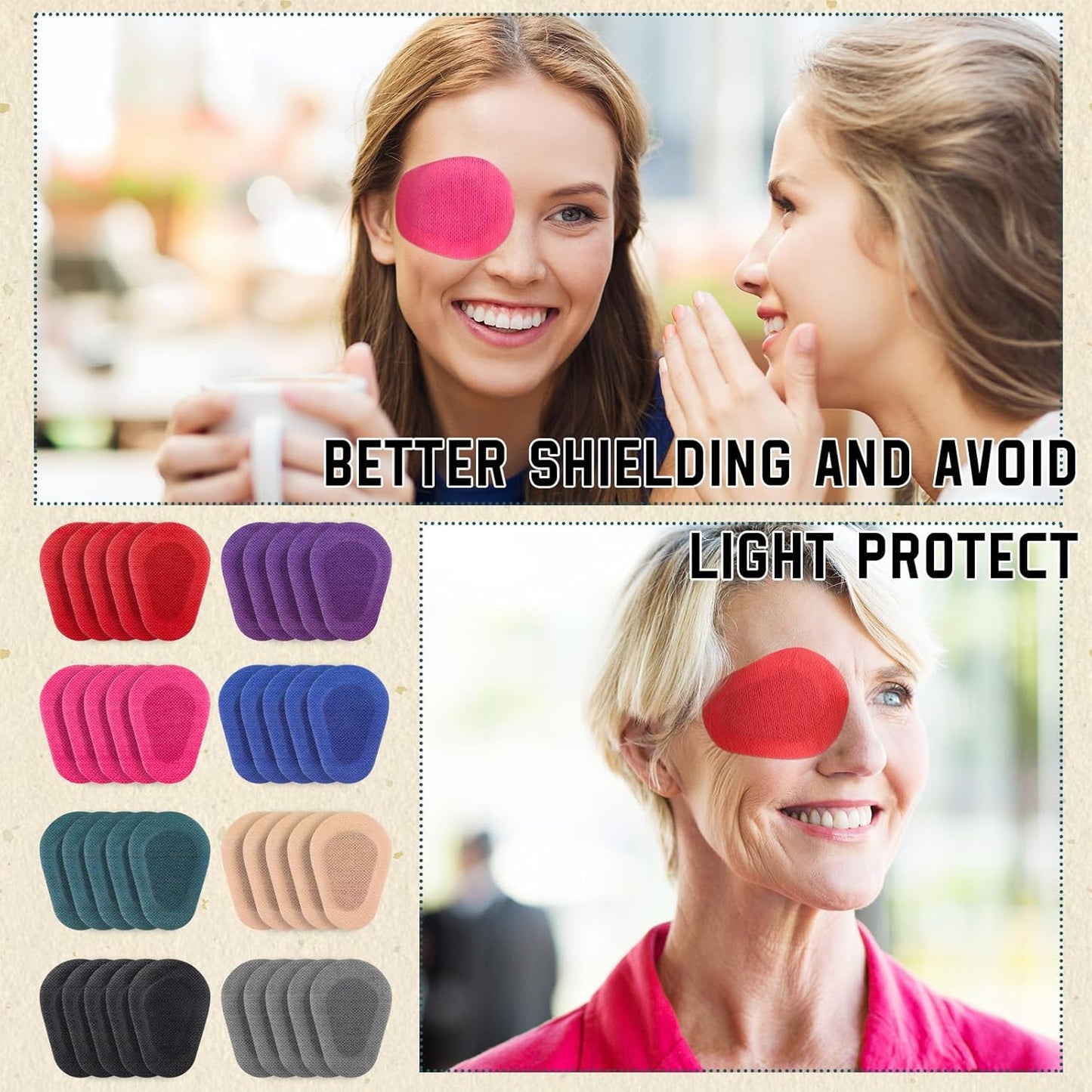 Panitay 40 Pcs Adhesive Eye Patches for Adults Disposable Breathable Medical Eye Patch for Amblyopia Lazy Latex Free Adhesive Bandages for Men(3.3 x 2.3 Inch,Multicolor)