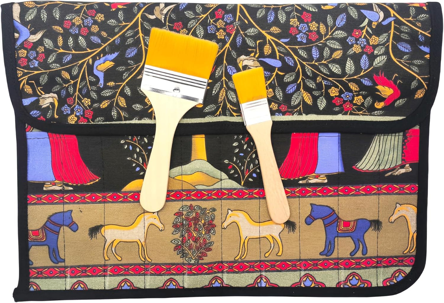 Funny live Paint Brush Holder Art Supplies, Artist Paint Brush & Storage Organizer Roll-Up Case Bag, Protect Acrylic Oil Watercolor Paintbrushes (Blissful Tree 20 Slot Pockets)