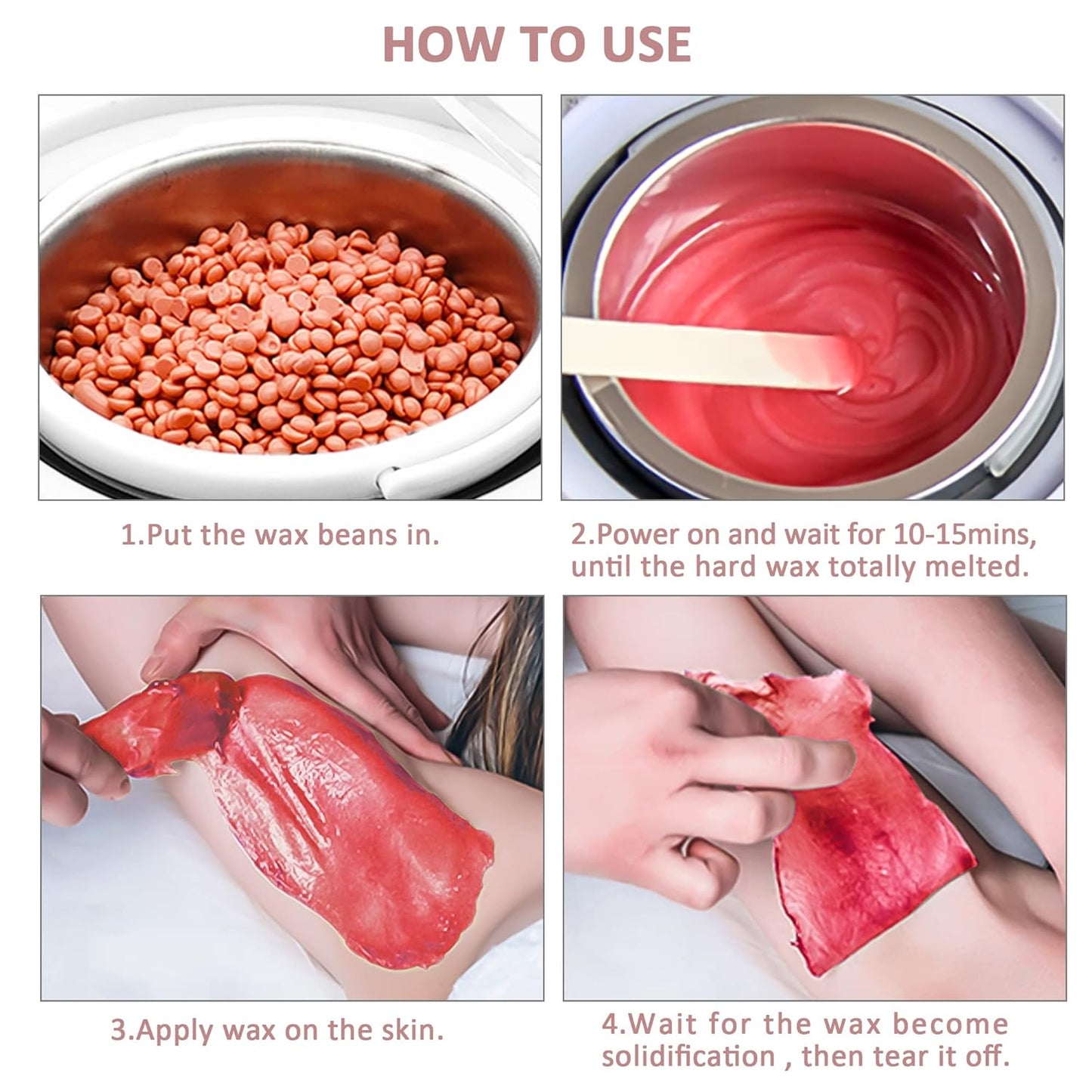 Professional Waxing Kit Wax Warmer Single Pot Wax Heater Machine for Hair Removal, Large Waxing Pot with Non-Stick Easy Clean Pot, 50 Sticks & 20 Collar, for Spa Salon Beauty Esthetician Home(White)