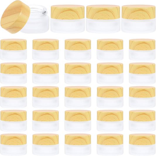 10 PCS 5 Gram Glass Cosmetic Containers Empty Sample Jars with Leak Proof Lids, Mini Makeup Sample Containers for Lotion Lip Balm Eye Cream Refillable (5 ML)