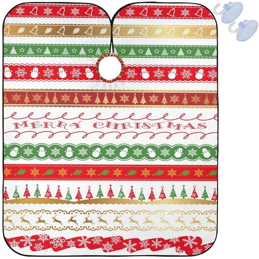 visesunny Barber Cape Christmas Pattern Polyester Hair Cutting Salon Cape Apron Anti-Static Haircut Water-Resistant Shaving Cloth Beard Shaving Bib Hairdressing Cape
