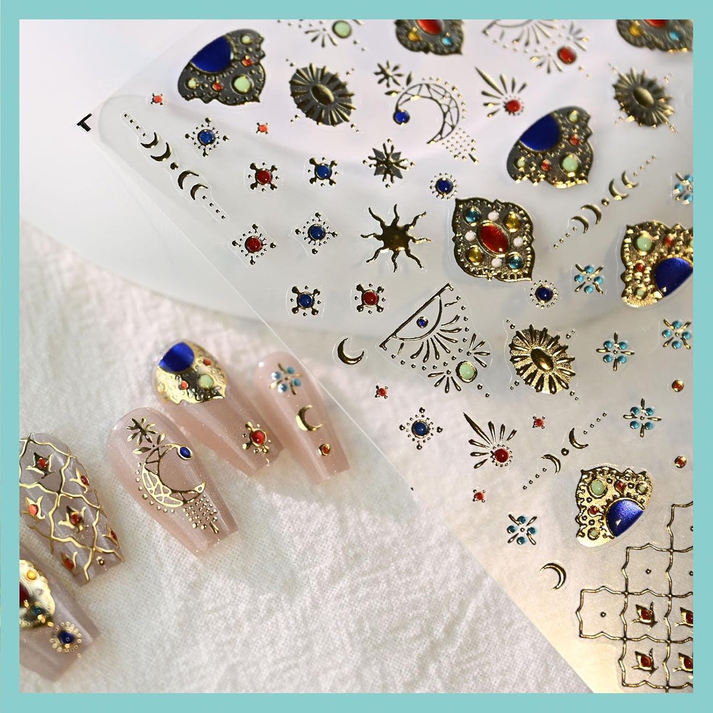 Gold Totem Vintage Nail Art Stickers, Nail Decals, Self-Adhesive, Nail Accessories for Women, Nail Decorations