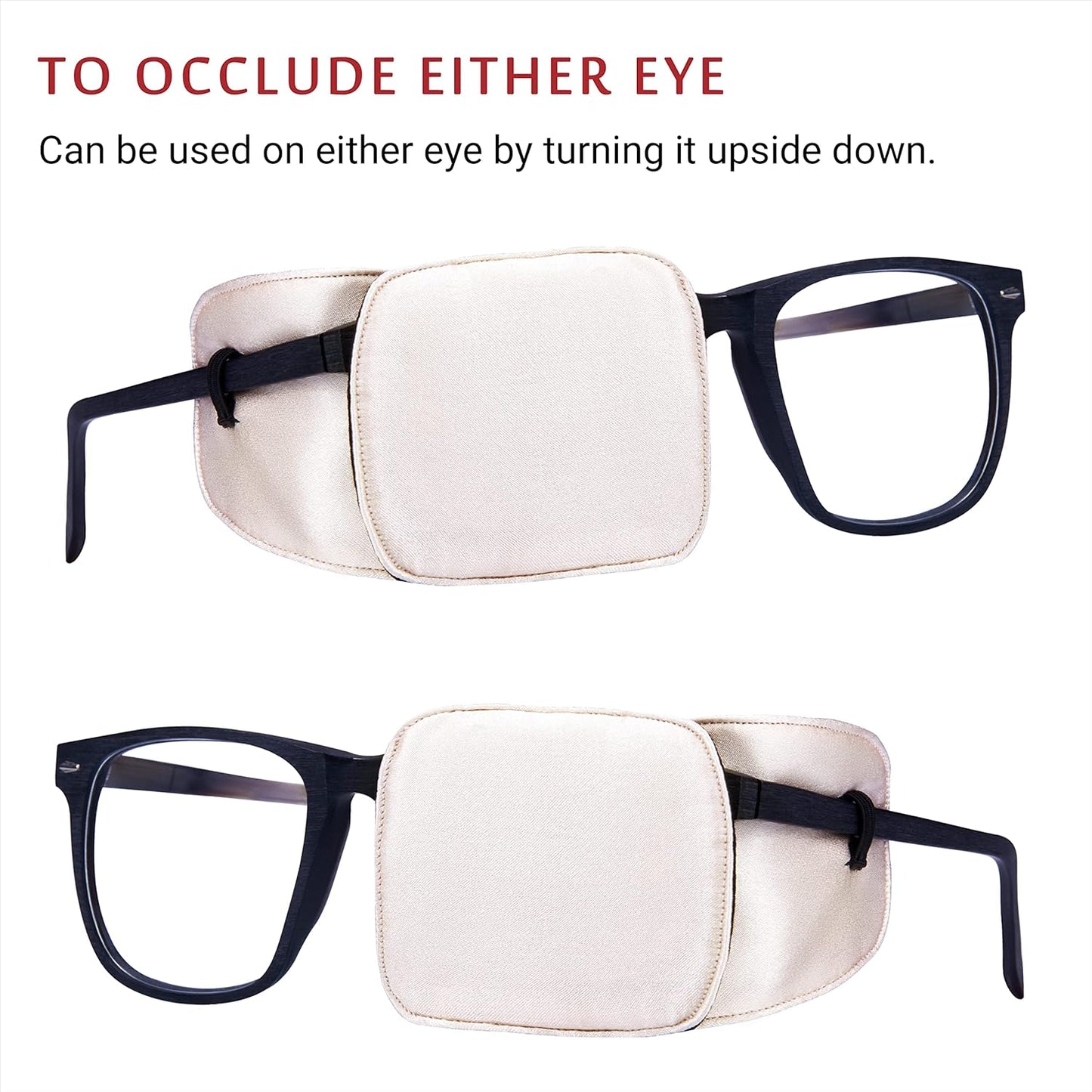 Astropic Large Silk Eye Patch for Adults Kids Big Glasses to Cover Either Eye (Large, Creamy Beige)