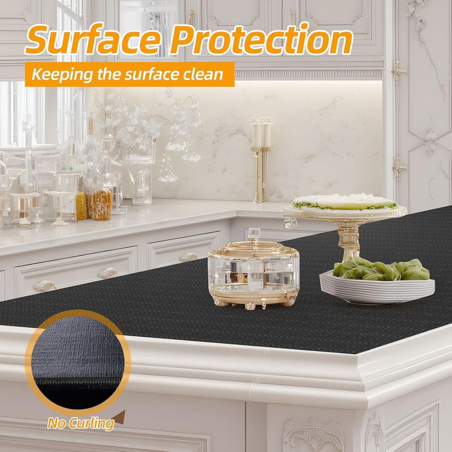 Shelf and Drawer Liner for Kitchen Cabinets Non-Adhesive, Strong Grip Non-Slip Thickened Cabinet Liners for Shelves, Waterproof Mats for Dresser Cupboard, Black, 12 in x 30 Feet