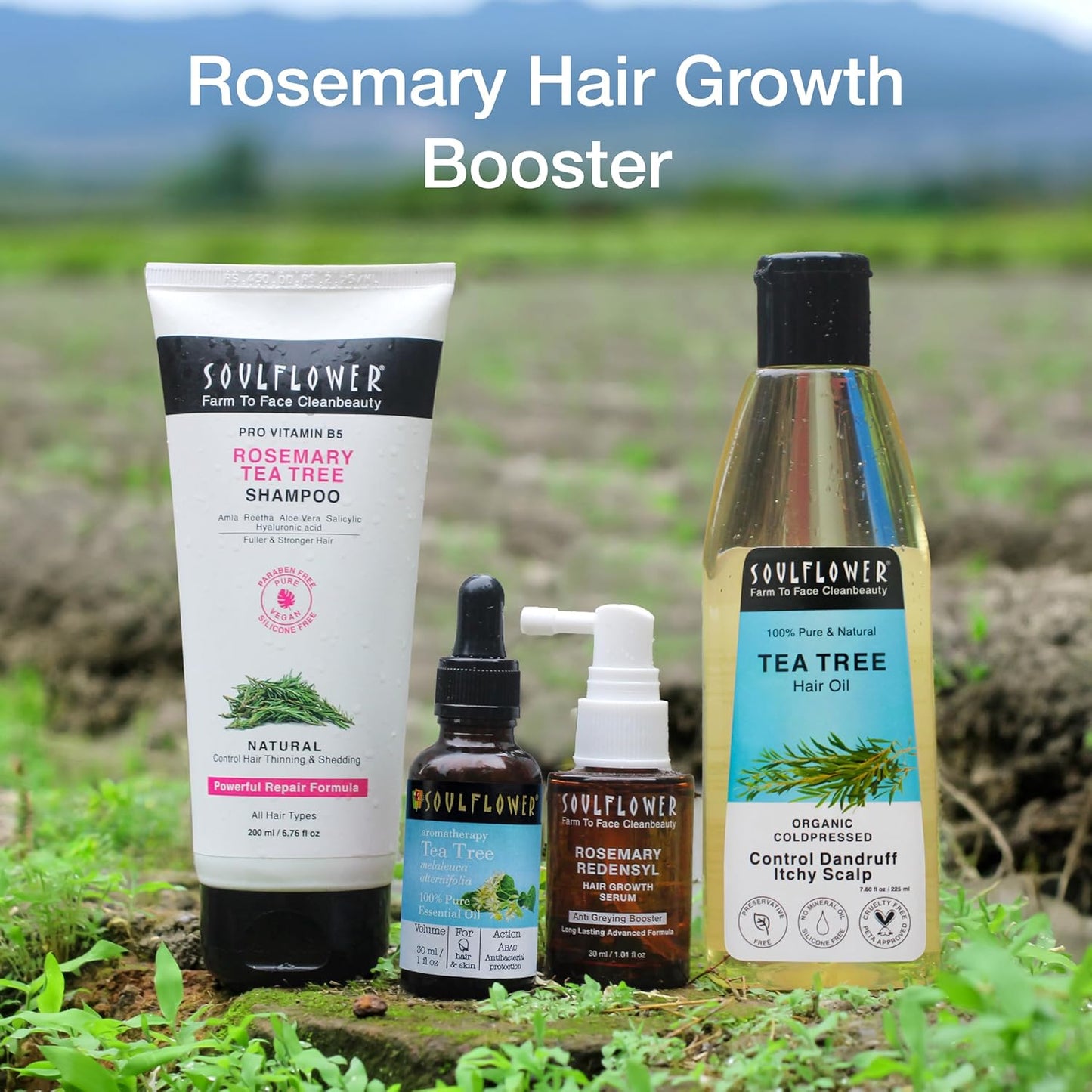 Soulflower Tea Tree Hair Oil for Dandruff & Hair Loss Control, Scalp Treatment - 100% Pure, Organic, Natural, Coldpressed, Vegan - 225 ml