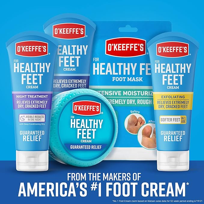 O'Keeffe's for Healthy Feet Foot Cream - 7 oz Tube (2 Pack) - Guaranteed Relief for Extremely Cracked, Dry Feet, Repairing Skincare, Instantly Boosts and Retains Moisture Levels