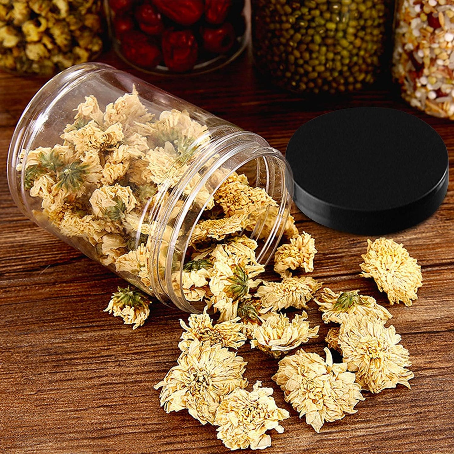 Rocutus 13oz Clear Plastic Storage Jars Containers,8 Pack Refillable Wide-Mouth Plastic Slime Containers for Beauty Products,Kitchen & Household Storage - BPA Free (13 OZ)