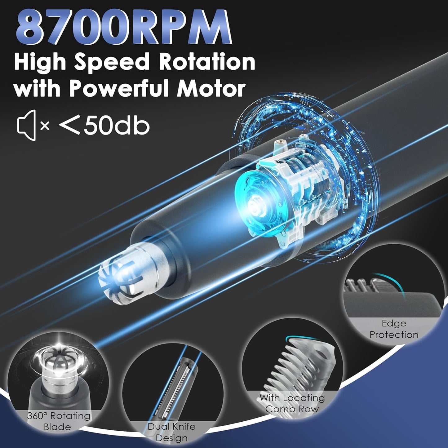 Nose Hair Trimmer for Men and Women, Painless 3 in 1 Men's Ear and Nose Hair Trimmers, 2025 USB-C Rechargeable Facial & Body Detail Hair Trimmer Clipper with High Speed and Dual-Edge Blades