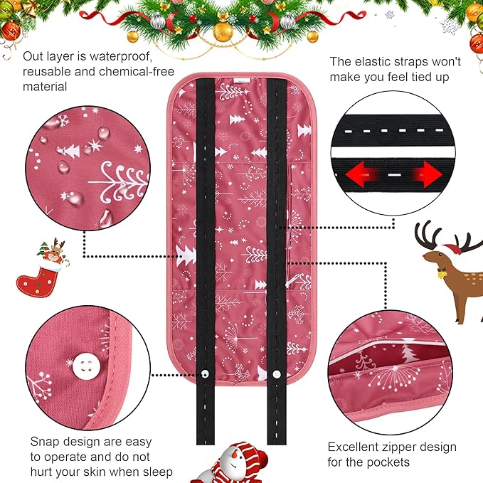 Leekalos Castor Oil Pack Wrap, Reusable Organic Castor Oil Packs for Liver Detox, Castor Oil Packs with Adjustable Elastic Strap for Christmas Gifts (Castor Oil Not Included) (Christmas Tree)