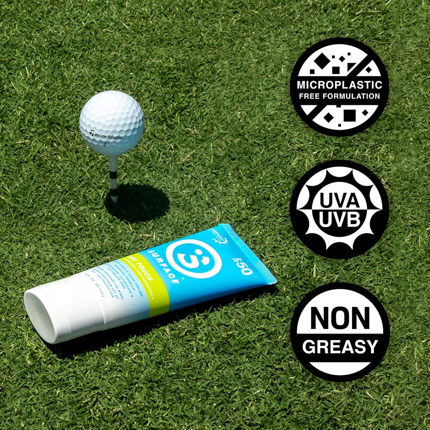 Surface Sunscreen Lotion SPF 50 for Face and Body, Natural Formula, Lightweight and Reef Friendly, Broad Spectrum UVA UVB Protection, Water Resistant Sun Care for Outdoor Use, Fragrance Free, 3oz