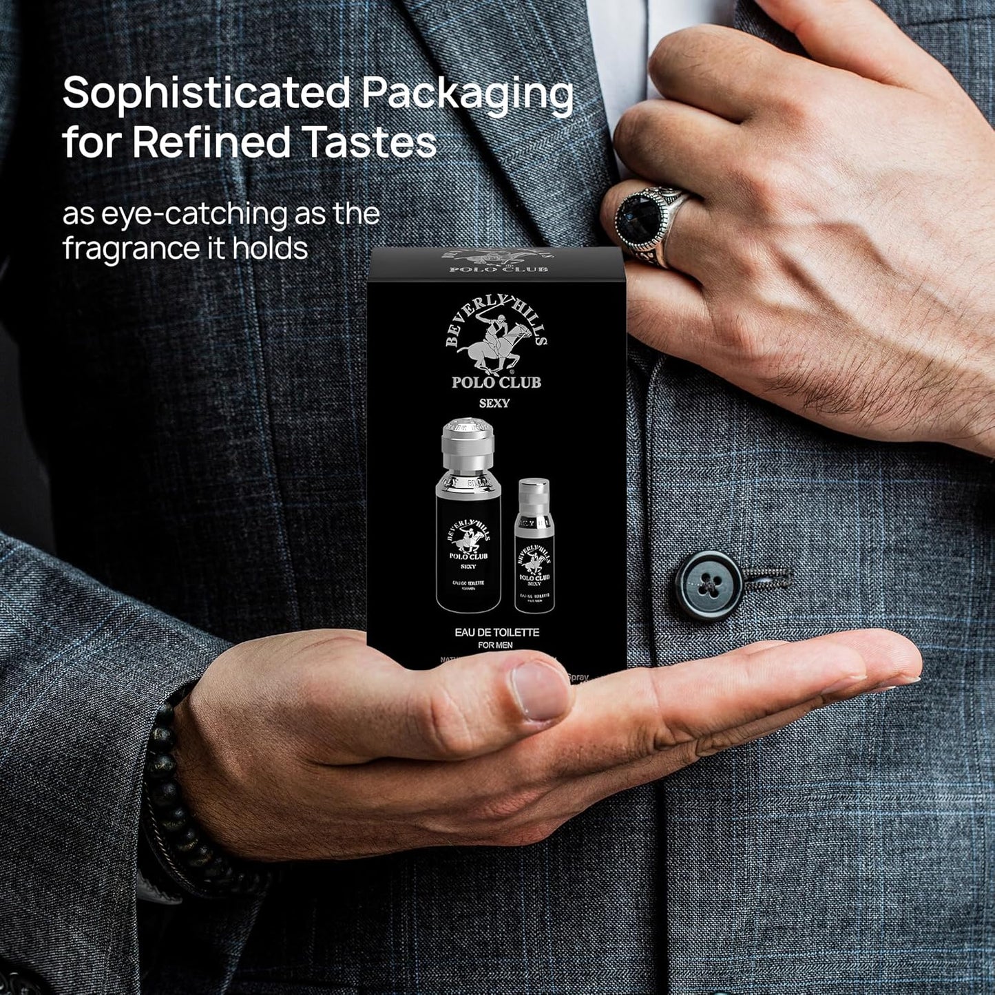 Beverly Hills Polo Club BHPC Men's Eau de Toilette Bonus Pack - Sexy Scent Cologne Gift Set (1.7 oz + 0.5 oz Travel Spray)