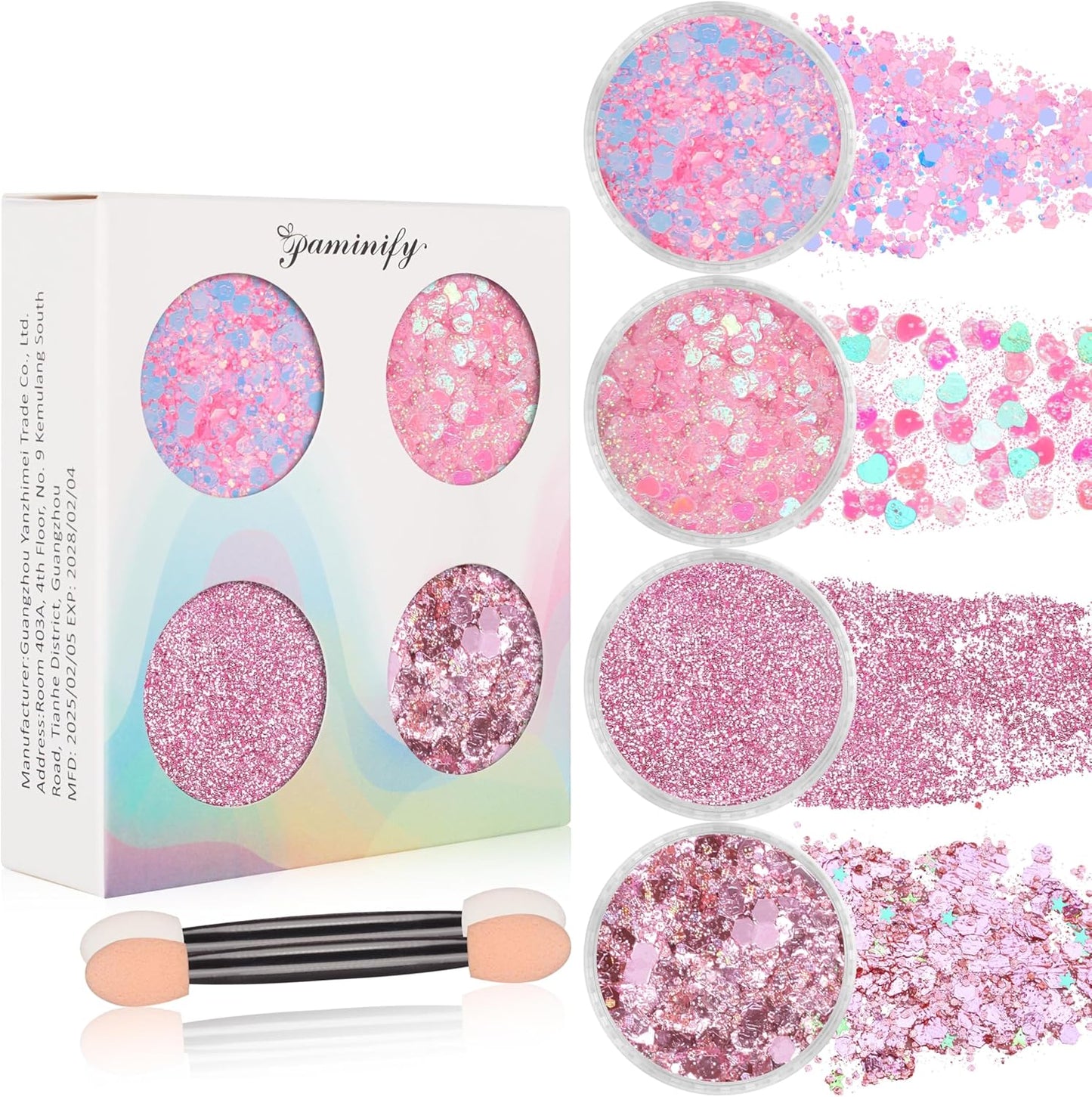 Pink Face Glitter Gel,10g/pc 4 Styles Body Glitter Mermaid Costume for Kids,Singer Concert Outfit for Women,Sparkling Hair Glitter Makeup Rave Festival Pink Out Accessories,40g/1.41 oz