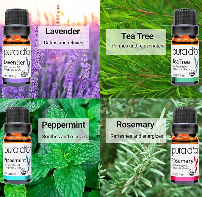 PURA D'OR Organic Sweet16 Essential Oils Set - 16x 10mL Wood Box Aromatherapy Gift Set - 100% Pure Therapeutic Grade for Relaxation and Wellness (Lavender, Rosemary, Turmeric, Ylang Ylang & More)
