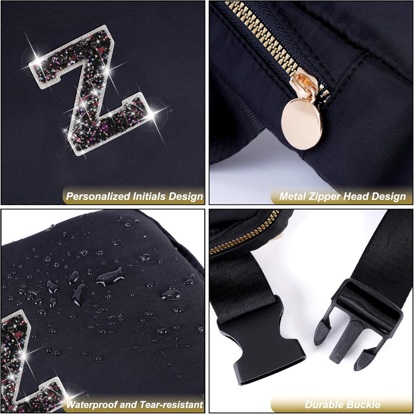 Gifts for Girls & Kids - Birthday Gifts for Daughter & Sister, Essentials for Her, Travel Essentials, Cute Teen Trendy Stuff Waist Packs Belt Bag Crossbody Bag | Black, Initial Z