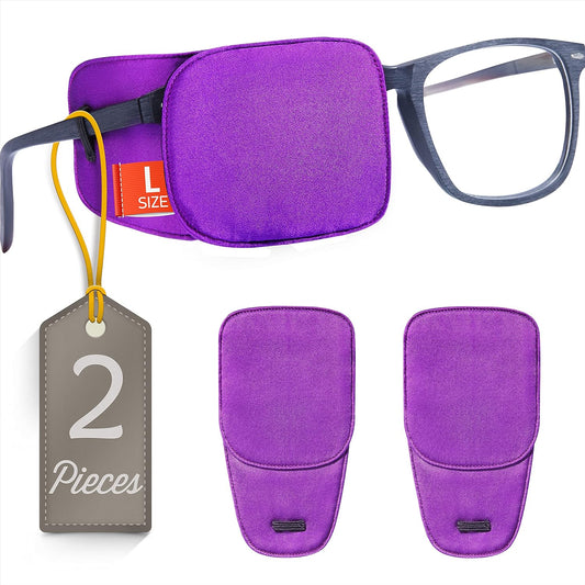 Astropic 2Pcs Large Silk Eye Patches for Adults Kids Big Glasses to Cover Either Eye (Large, Violet)