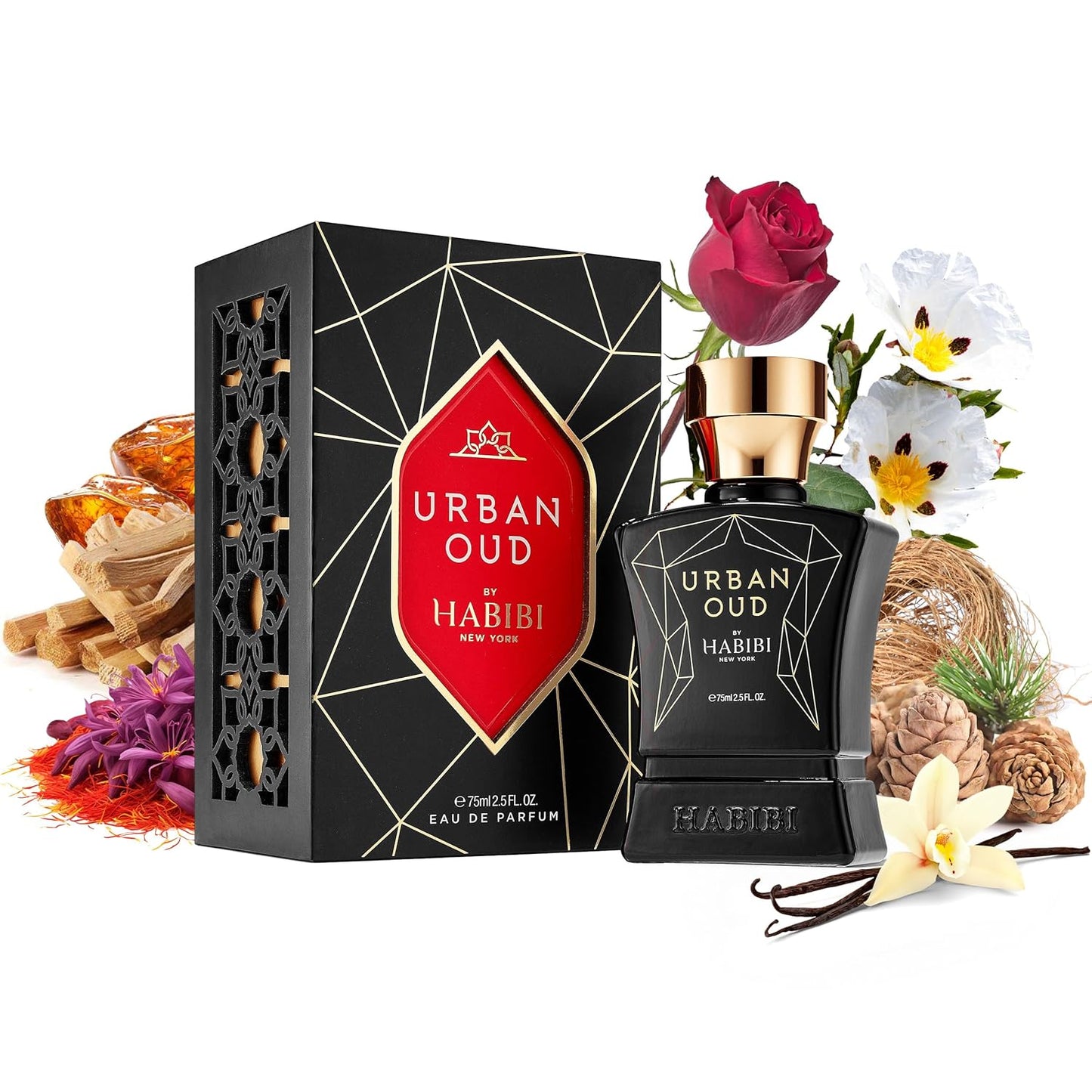 H HABIBI Urban Oud Perfume for Men – 2.5 oz (75ML) Long Lasting Arabian Cologne, Woody Citrus Oud Men Perfume, Luxury Fragrance Gift for Special Occasions