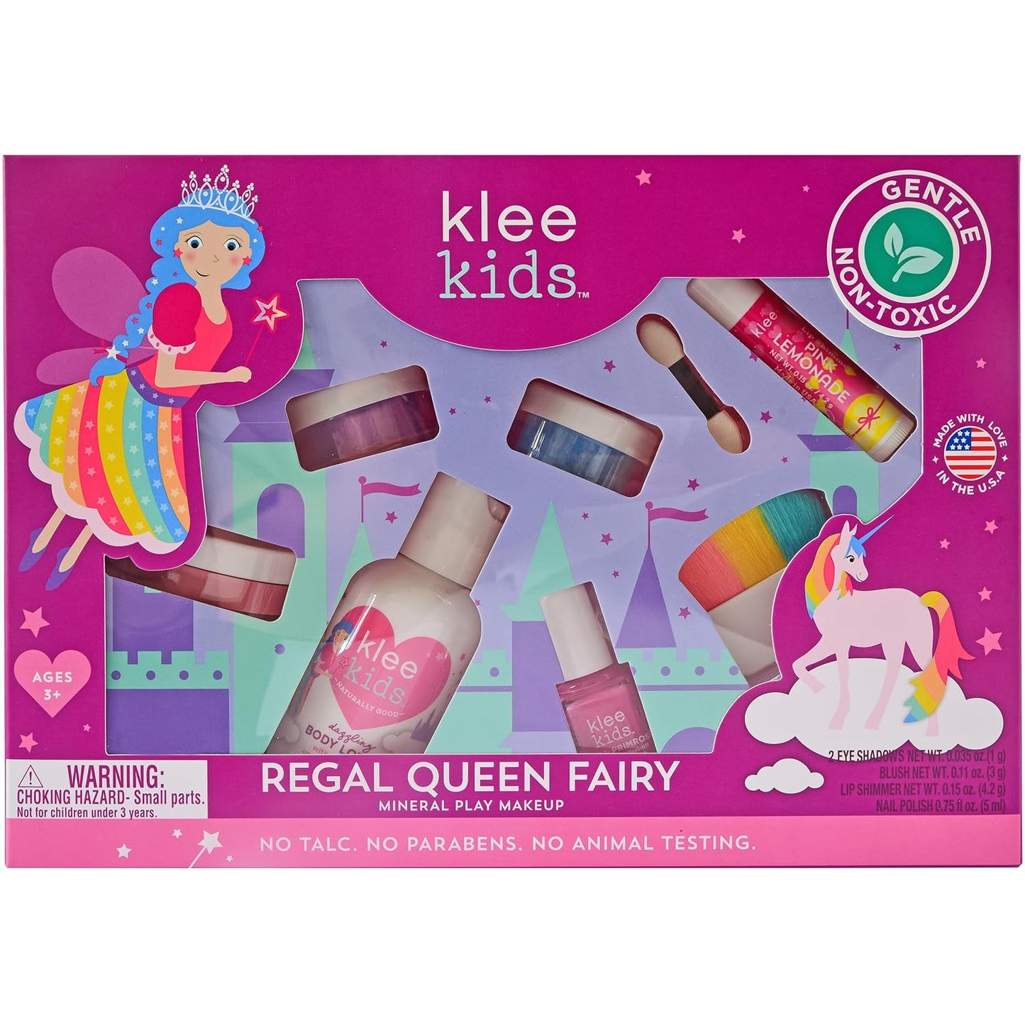 Klee Naturals Deluxe Mineral Play Makeup Kit. Gentle and Non-Toxic. Kid-Friendly. Made in USA. (Regal Queen Fairy)