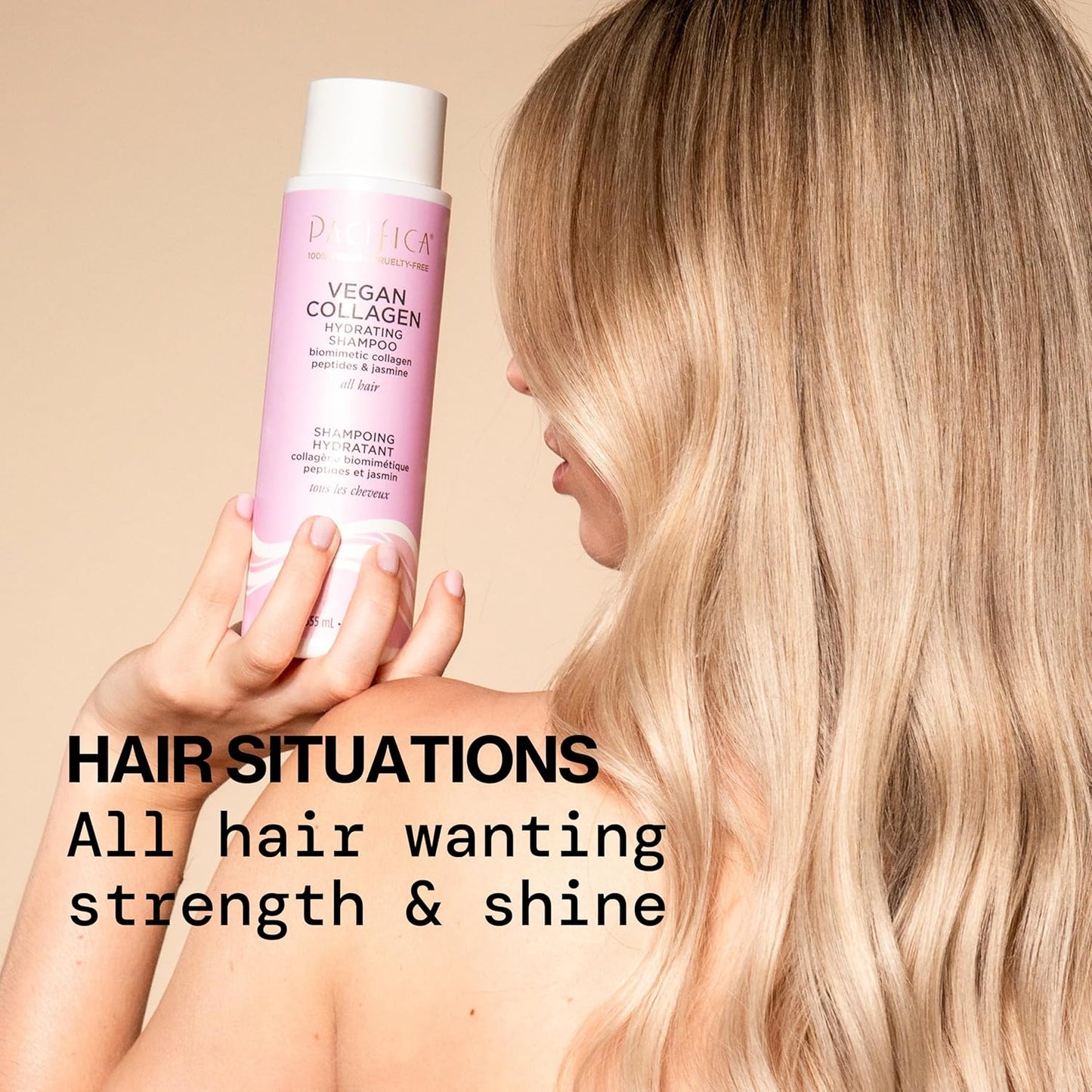 Pacifica Vegan Collagen Hydrating Shampoo & Conditioner Set – Moisturizing Hair Care for Dry Brittle Hair, Biotin & Avocado Oil for Strength & Shine, Thickening Clean Vegan Dermatologist Tested, 12 oz