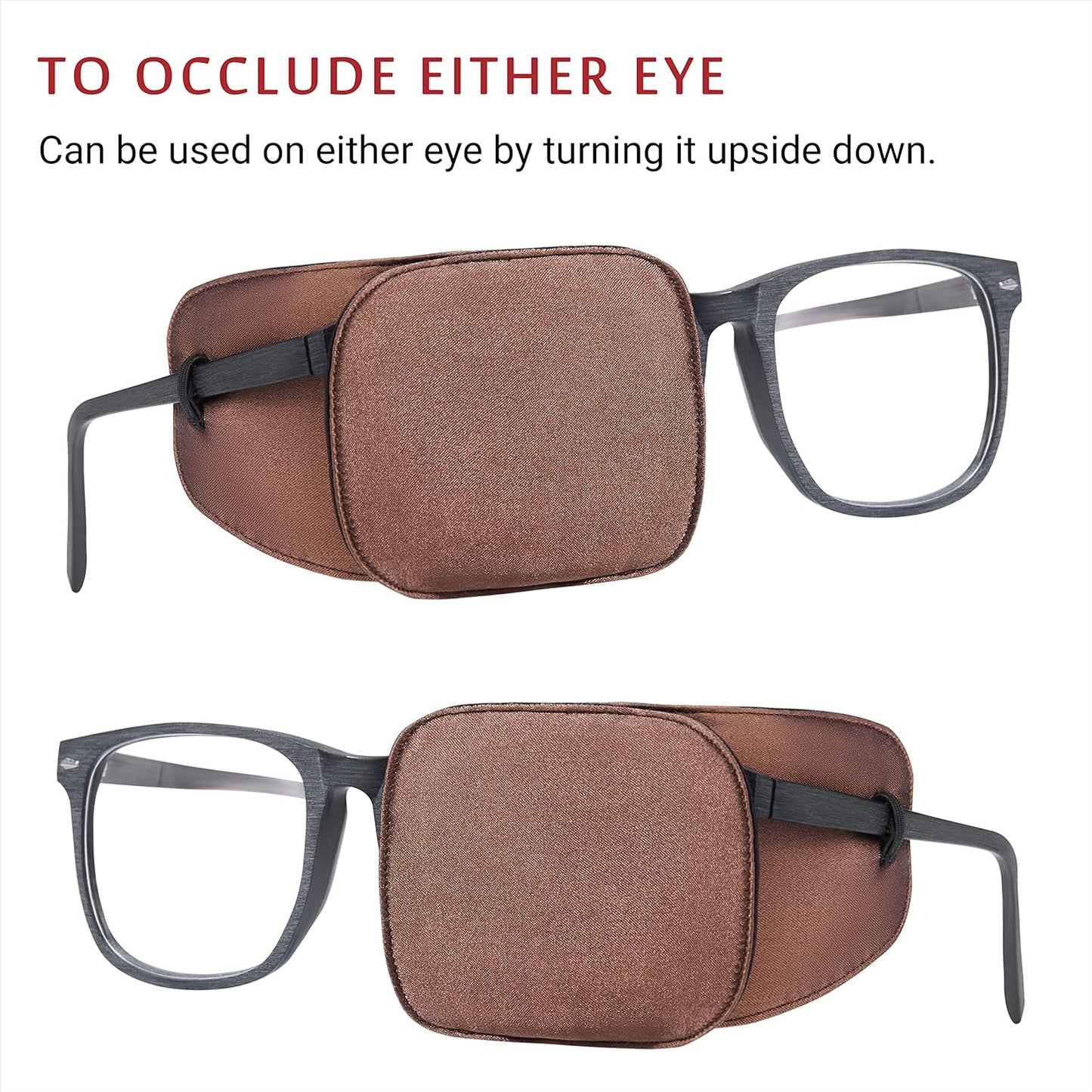Astropic 2Pcs Large Silk Eye Patches for Adults Kids Glasses to Cover Either Eye (Large, Brown)