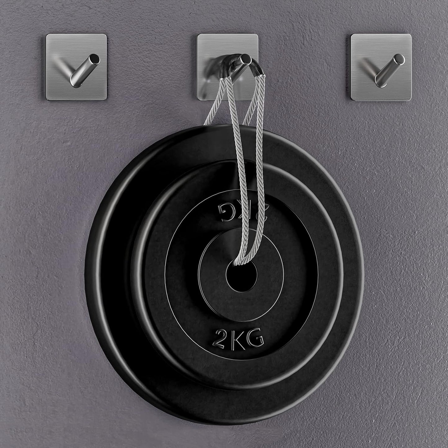 Brushed Nickel Self Adhesive Towel Hooks for Bathroom Wall Door Mounted - SUS304 Stainless Steel Strong Strips Stick on 3M Wall Hooks for Hanging Coat, Hat, Bag, Key, Jacket – 6 Pack