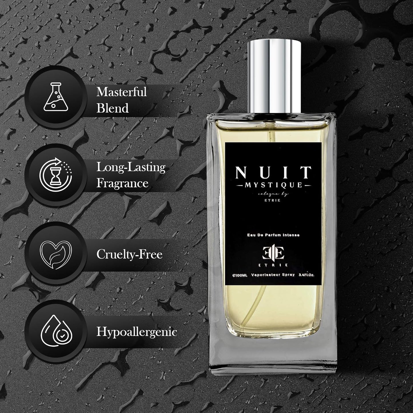 Nuit Mystique Men's Cologne Eau De Parfum 3.4 Fl Oz - Captivating Midnight Mystery & Sophisticated Scent - Long-Lasting Fragrance for Men - Ideal Gift for Him