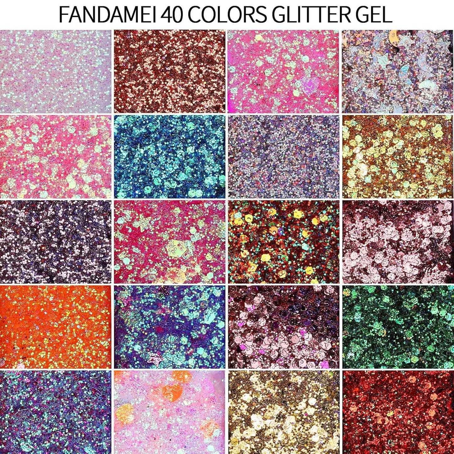 FANDAMEI 40 Colors Face Glitter, Face Paint Glitter Gel - Face Glitter for Women Girls Kids, No Glue Needed, Multi-Purpose Glitter Makeup for Hair Face Body Halloween Rave Carnival