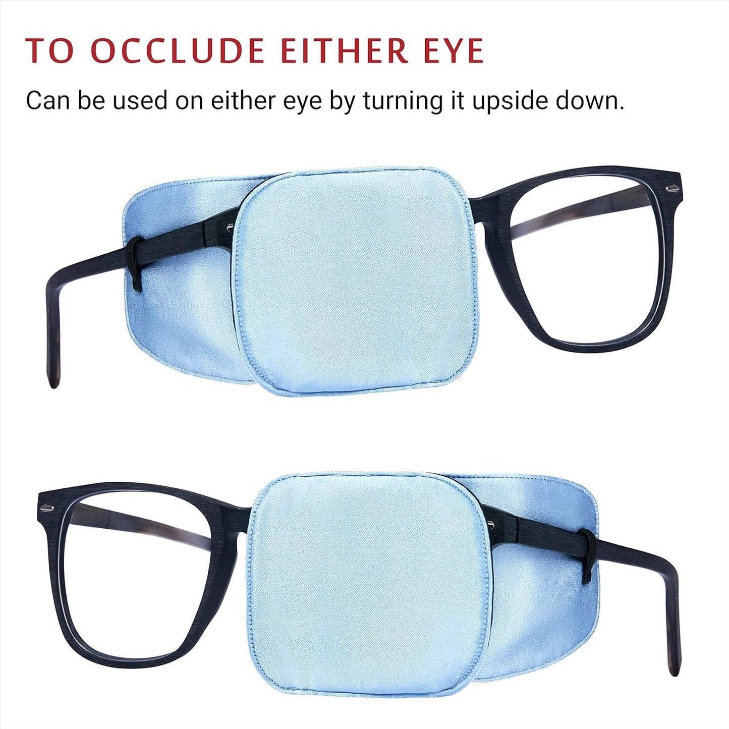 Astropic 2Pcs Large Silk Eye Patches for Adults Kids Big Glasses to Cover Either Eye (Large, Sky Blue)