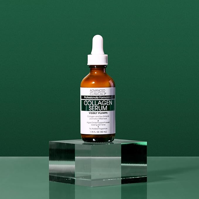 Advanced Clinicals Collagen Serum For Face | Visible Anti Aging Collagen Peptide Serum + Hyaluronic Acid Moisturizer Improves Look Of Wrinkles, Dry Skin, & Fine Lines, No added Fragrance, 2-Pack