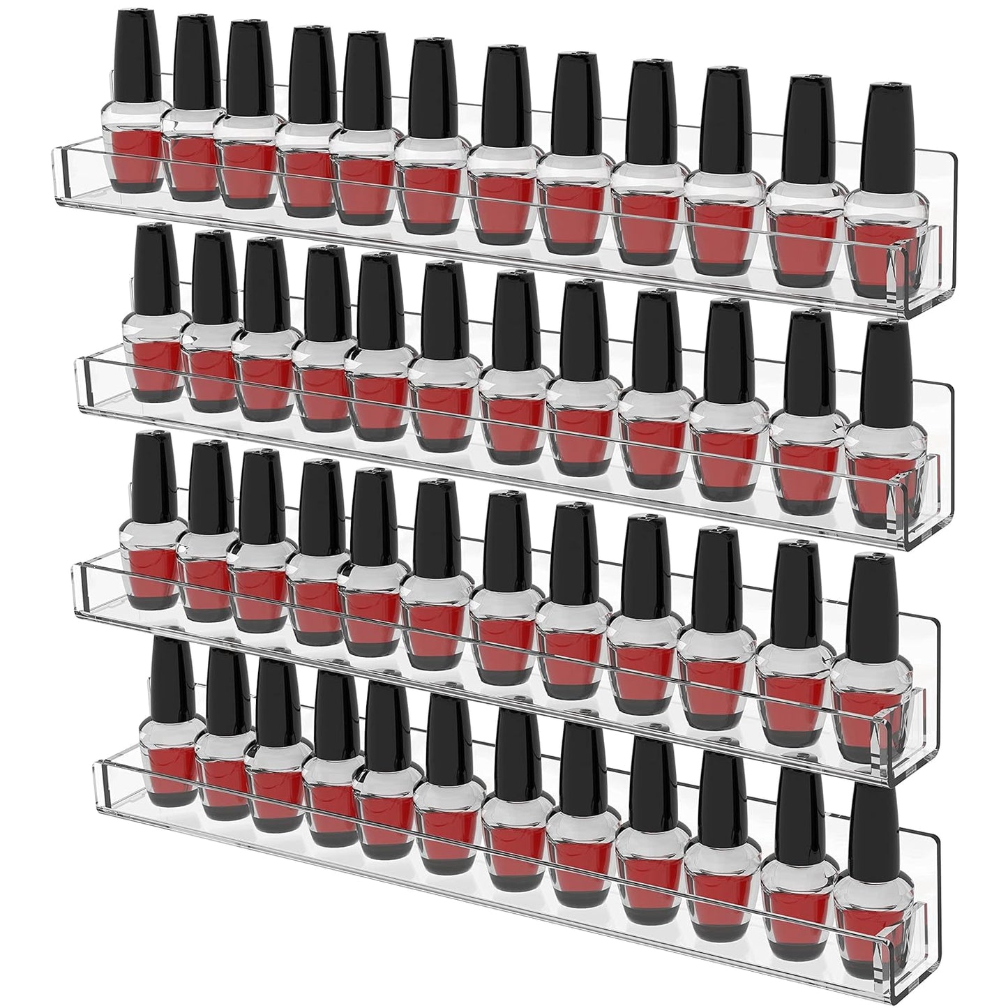 4 Pack Nail Polish Shelves for Wall,Hanging Clear Acrylic Nail Polish Rack Wall Mounted Shelf for Nail Salon Wall Essential Oil Shelf,Gel Fingernail Polish Holder and Tattoo Studio Decor Paint