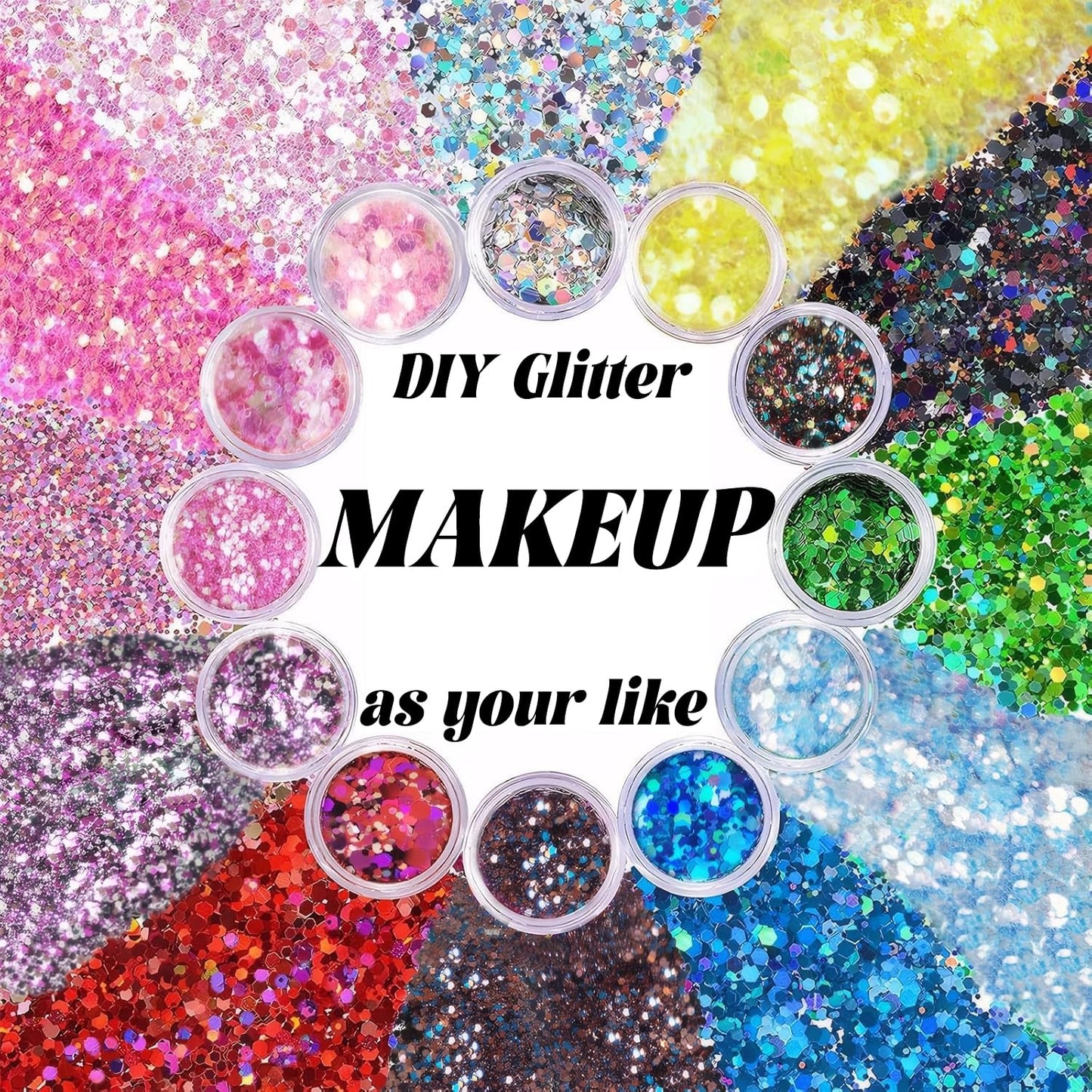 Body Glitter Face Glitter, Hair Glitter for Kids, 12 Shapes Fine Chunky Glitter Gel for Women Girls Makeup Sparkles Party Mermaid Sequins Rave Accessories Singer Concerts Festival (6 Colors)