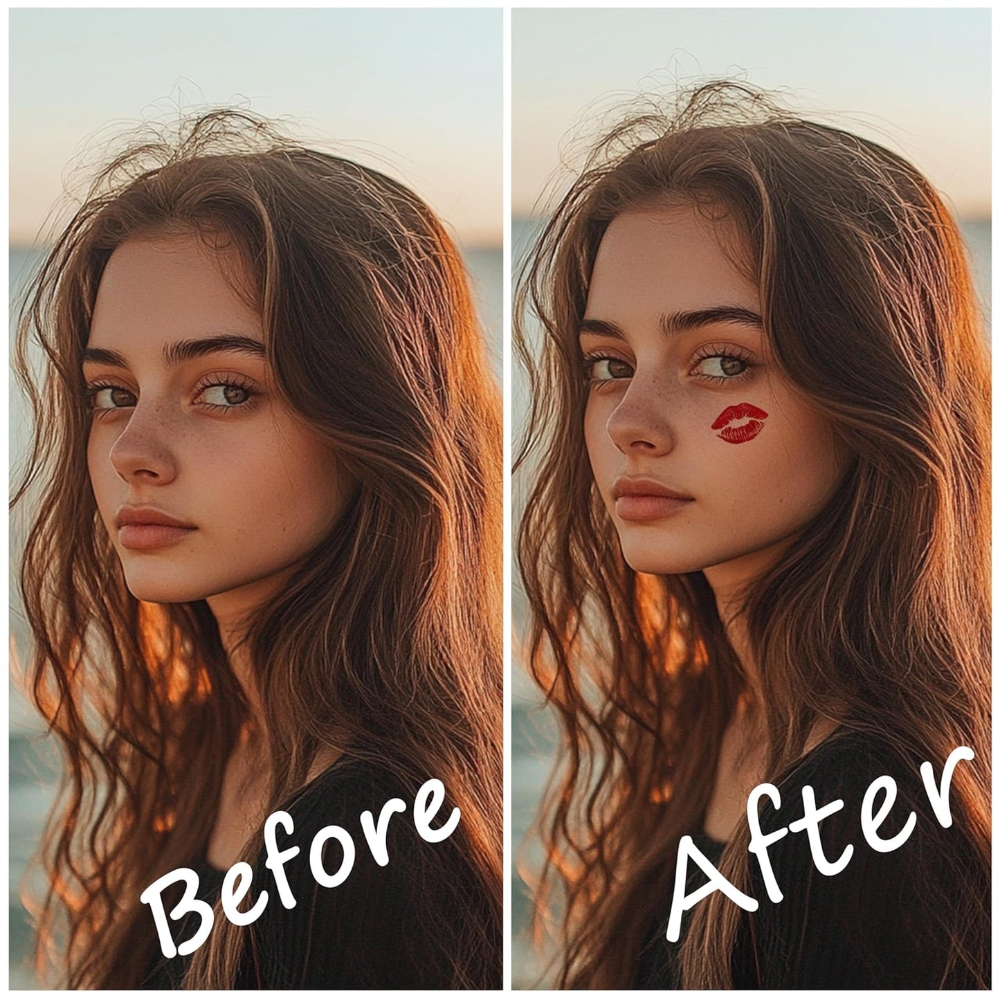 2pcs Makeup Stickers, Waterproof Face Lips Temporary Tattoo Stickers, Masquerade Stickers, Wedding Face Makeup Stickers for Women.