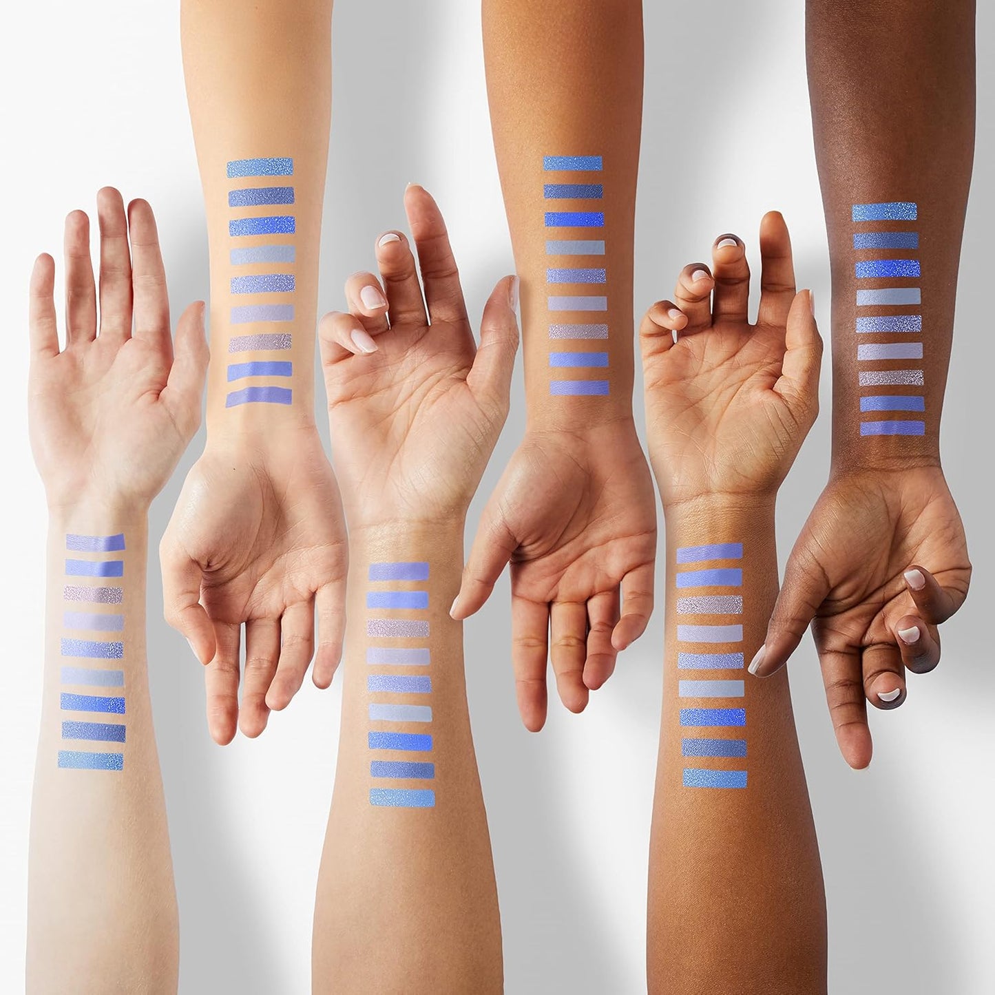 9-Color Glitter Matte Blue Eyeshadow Palette, Silver Grey, Light Blue, Highly Pigmented Waterproof Corpse Bride Makeup for Blue Eyes