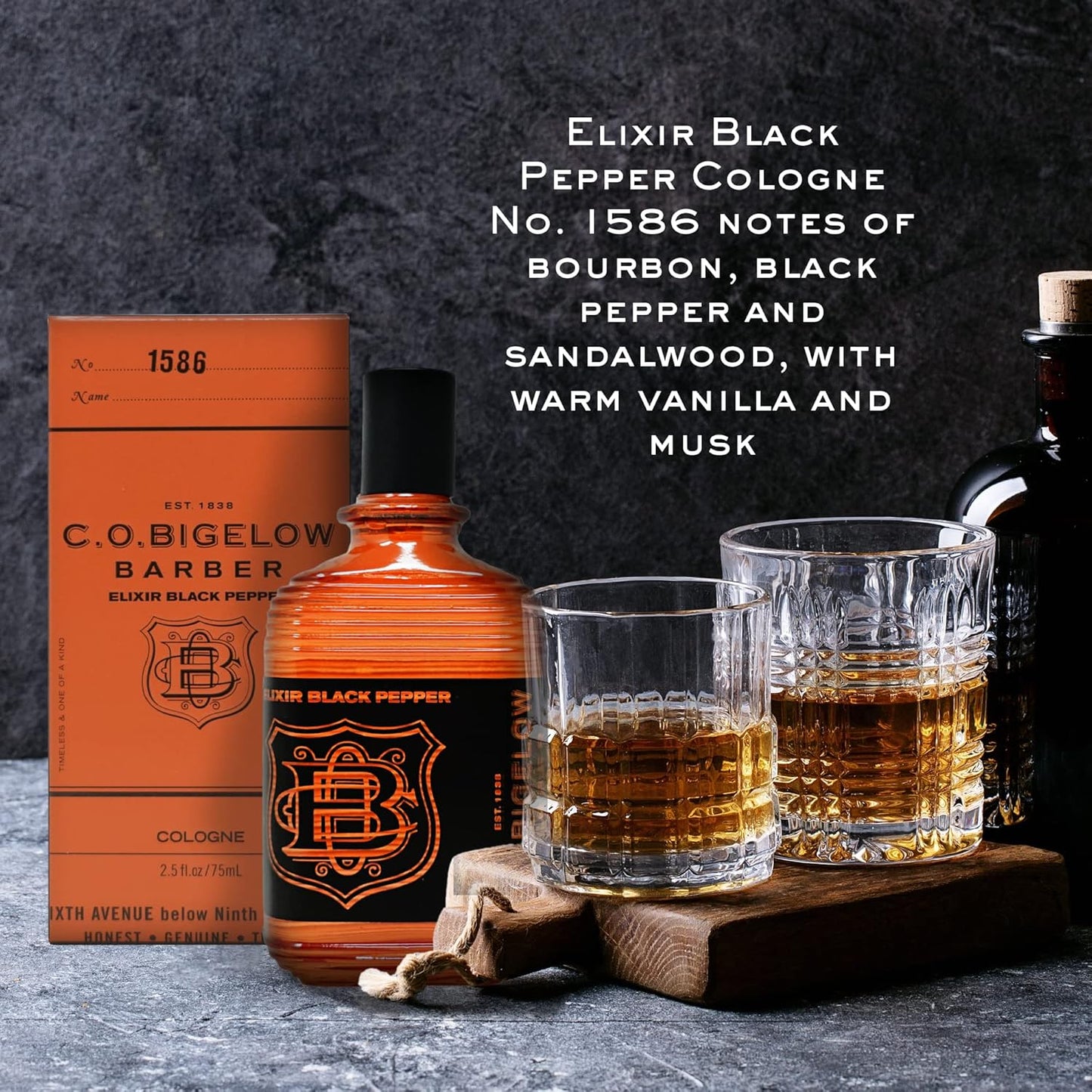 C.O. Bigelow - Elixir Black Pepper - No. 1586, 2.5 fl oz, Cologne for Men, Bourbon & Sandalwood Scented, Masculine, Refined, Long Lasting Mens Cologne