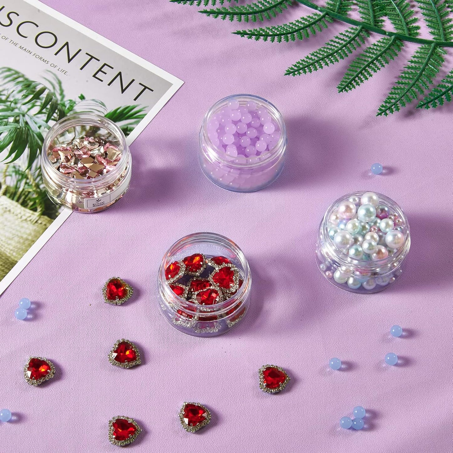 50 Pack 1 OZ Plastic Jars Round Clear Cosmetic Container with Clear Lids, Eternal Moment Slime Jars for Lotion, Cream, Ointments, Makeup, Eye shadow, Rhinestone, Samples, Pot, Travel Storage