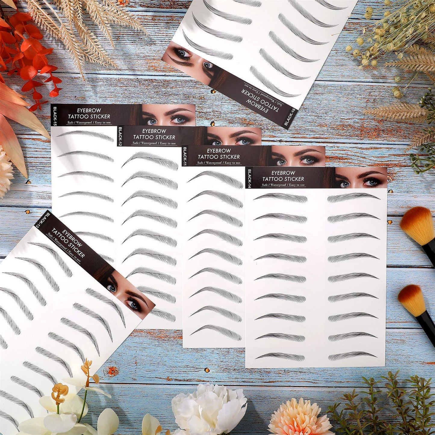 Maitys 12 Sheets 108 Pairs 4D Hair Like Waterproof Eyebrow Tattoos Stickers Temporary Transfer Brows Decal Peel off Fake Eyebrow Sticker Instant Authentic Brow Decal for Women(Lovely Style)