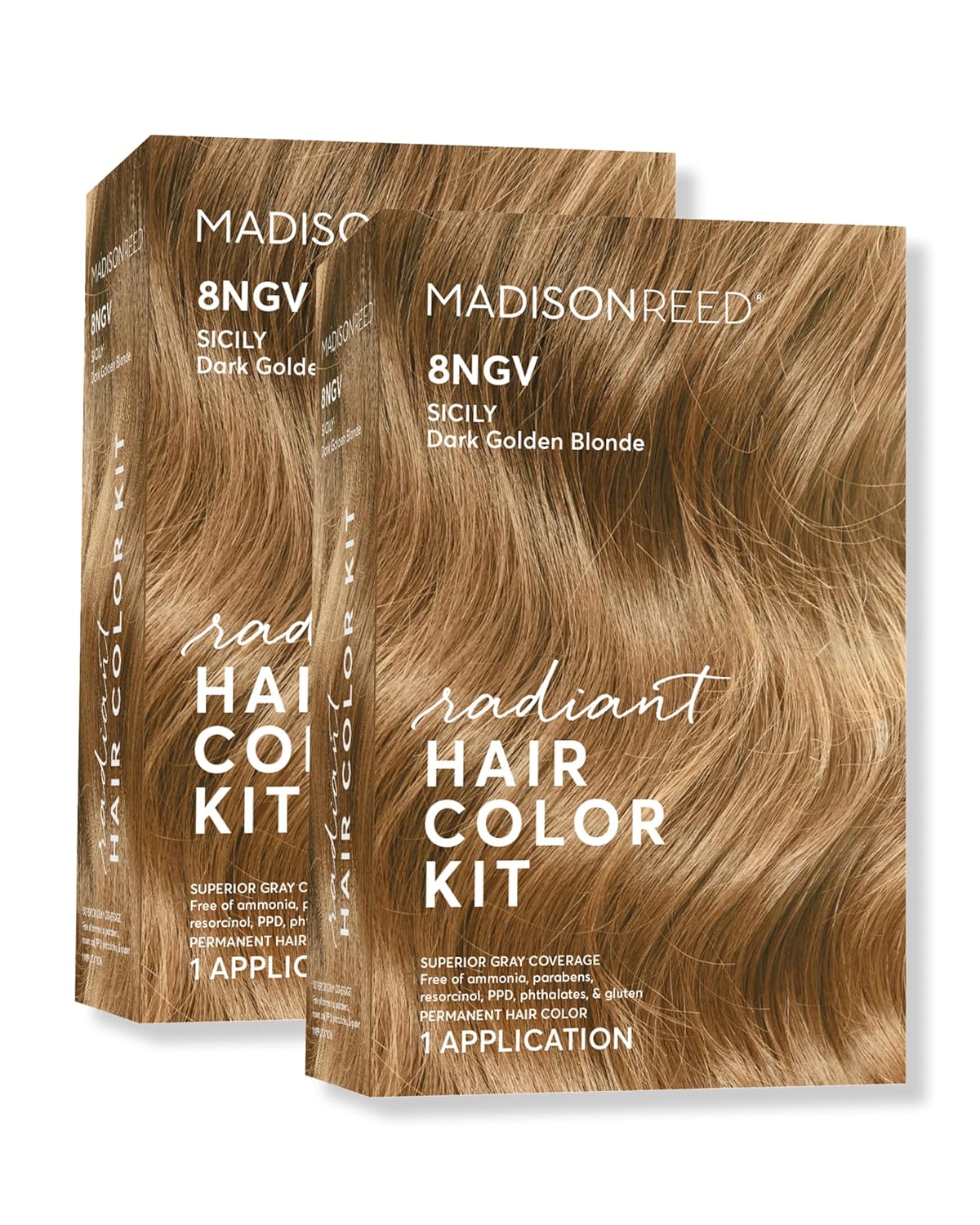Madison Reed Radiant Hair Color Kit | 8NGV Dark Golden Blonde with Champagne Tones (Sicily) for 100% Gray Hair Coverage | Dimensional Permanent Hair Dye | PPD-Free & Ammonia-Free | 2 Pack