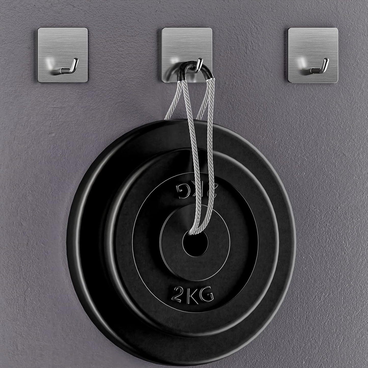 Brushed Nickel Self Adhesive Towel Hooks for Bathroom Wall Door Mounted - SUS304 Stainless Steel Strong Strips Stick on 3M Wall Hooks for Hanging Coat, Hat, Bag, Key, Jacket – 4 Pack