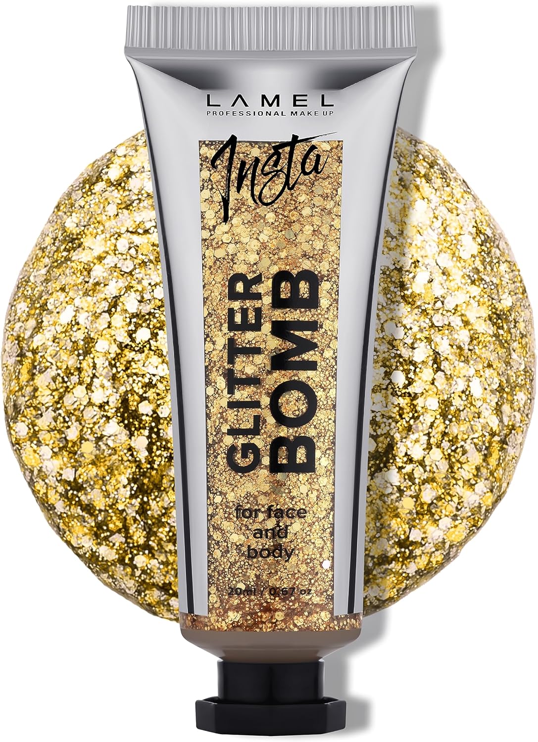 LAMEL Insta Glitter Bomb: Quick-Dry Holographic Face & Body Glitter Gel | Long-Lasting Shine & Effortless Removal | Perfect Face Glitter Makeup & Body, Hair Shimmer | Vegan & Cruelty Free -0.67 fl.oz
