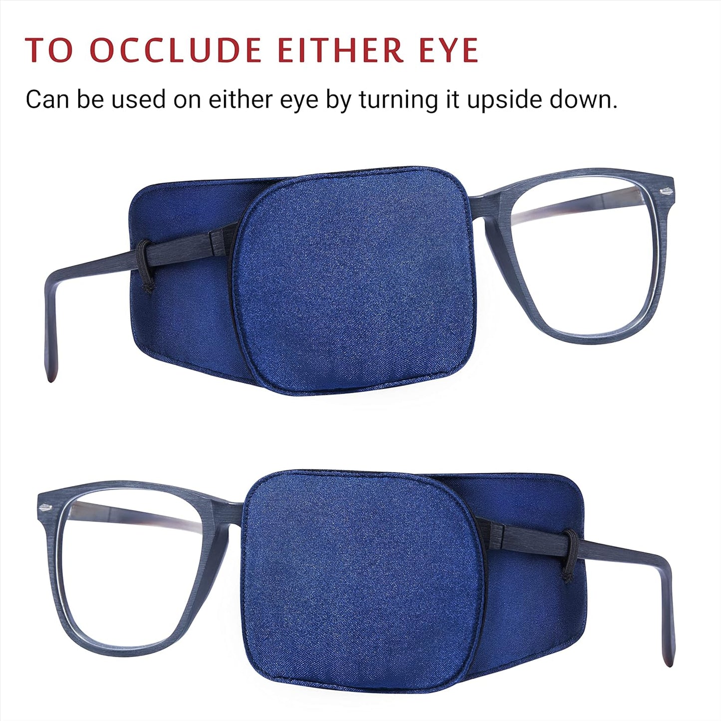 Astropic Large Silk Eye Patch for Adults Kids Big Glasses to Cover Either Eye (Large, Navy Blue)